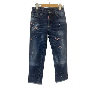 Dsquared2 y2k embroidered  floral capri blue jeans us size 2 2000s Paris hilton